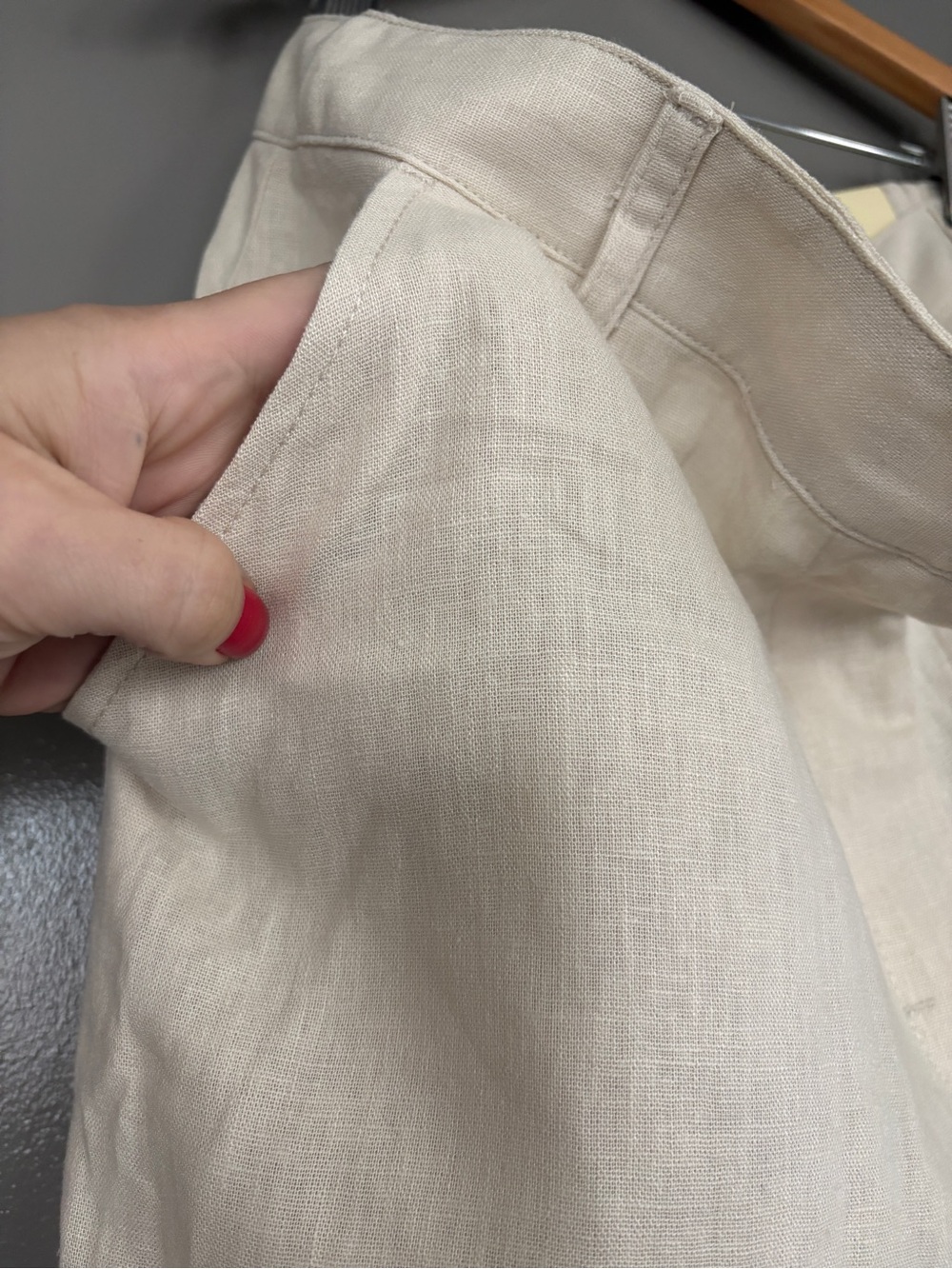 Natural Beige Wide-Leg Linen-Blend Pants - Picture 6 of 7